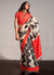 Red And Black Digital Printed Handloom Silk Saree