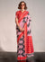 Red And Pink Digital Printed Handloom Silk Saree