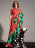 Green And Red Digital Printed Handloom Silk Saree