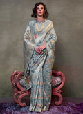 Misty Blue Handloom Silk Saree