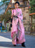 Pink Grey Printed Silk Saree