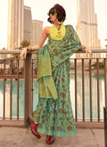 Green Floral Printed Silk Saree