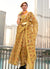 Yellow Floral Printed Silk Saree