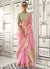 Pink And Green Zari Brocade Handloom Silk Saree