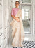 Ivory And Pink Zari Brocade Handloom Silk Saree