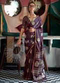 Maroon Golden Handloom Silk Saree