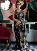 Black Golden Handloom Silk Saree