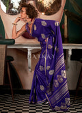 Purple Golden Handloom Silk Saree