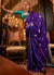 Purple And Turquoise Zari Woven Satin Silk Saree