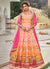 Yellow Multicoloured Embroidery And Printed Anarkali Gown