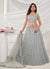 Pale Grey Zarkan And Sequence Embroidery Traditional Wedding Lehenga