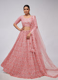 Salmon Pink Sequence Embroidery Wedding Lehenga Choli