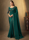 Dark Green Traditional Embroidery Festive Saree