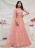 Peach Sequence And Pearl Embroidery Wedding Lehenga
