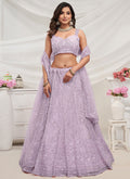 Lilac Purple Sequence Embroidery Designer Lehenga Choli For Wedding