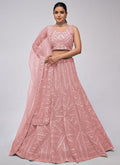 Soft Pink Sequence Embroidery Lehenga Choli For Indian Wedding