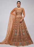 Rust Orange Multi Embroidery Lehenga Choli For Indian Wedding