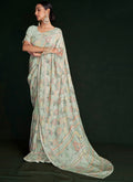 Pale Green Multi Embroidery Lucknowi Saree In USA Washington