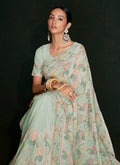 Pale Green Multi Embroidery Lucknowi Saree In USA  Washington