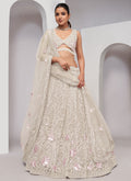 Ivory Thread And Sequence Embroidery Traditional Wedding Lehenga