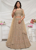 Beige Golden Multi Embroidery Lehenga Choli For Wedding