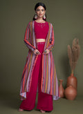 Pink Multi Embroidered Cape Style Co-Ord Palazzo Set