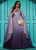 Purple Sequence Embroidery Ombré Kalidar Anarkali Gown