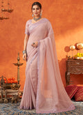 Lavender Embroidery Festive Georgette Saree