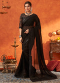 Black Embroidery Festive Georgette Saree