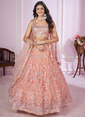 Peach Sequence Embroidery Traditional Festive Lehenga Choli