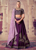 Purple Traditional Embroidered Bridal Lehenga Choli