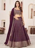 Wine Golden Sequence Embroidery Traditional Lehenga Choli