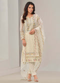 Off White Embroidery Pakistani Pant Style Suit