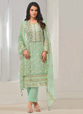 Light Green Embroidery Pakistani Pant Style Suit