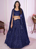 Royal Blue Sequence Embroidery Traditional Festive Lehenga Choli