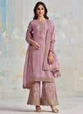 Purple Multi Embroidered Wedding Palazzo Suit