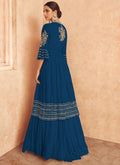 Royal Blue Embroidery Jacket Style Traditional Lehenga Choli In USA UK Canada