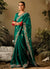 Dark Green Multi Embroidery Wedding Silk Saree