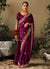 Deep Wine Multi Embroidery Wedding Silk Saree