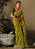Green Two Tone Multi Embroidery Wedding Silk Saree