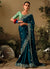 Turquoise Two Tone Multi Embroidery Wedding Silk Saree