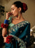 Turquoise Two Tone Multi Embroidery Wedding Silk Saree