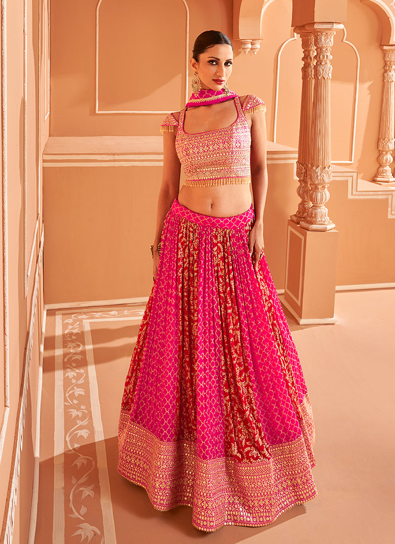 Pink Sequence Embroidery Festive Lehenga Choli