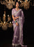 Purple Reshamkari Embroidery Tissue Silk Saree