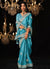 Sky Blue Reshamkari Embroidery Tissue Silk Saree