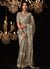 Beige Golden Reshamkari Embroidery Tissue Silk Saree