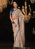 Beige And Blue Reshamkari Embroidery Fancy Silk Saree