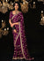 Wine Reshamkari Embroidery Tissue Silk Saree