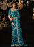 Turquoise Reshamkari Embroidery Tissue Silk Saree