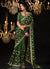 Dark Green Reshamkari Embroidery Tissue Silk Saree